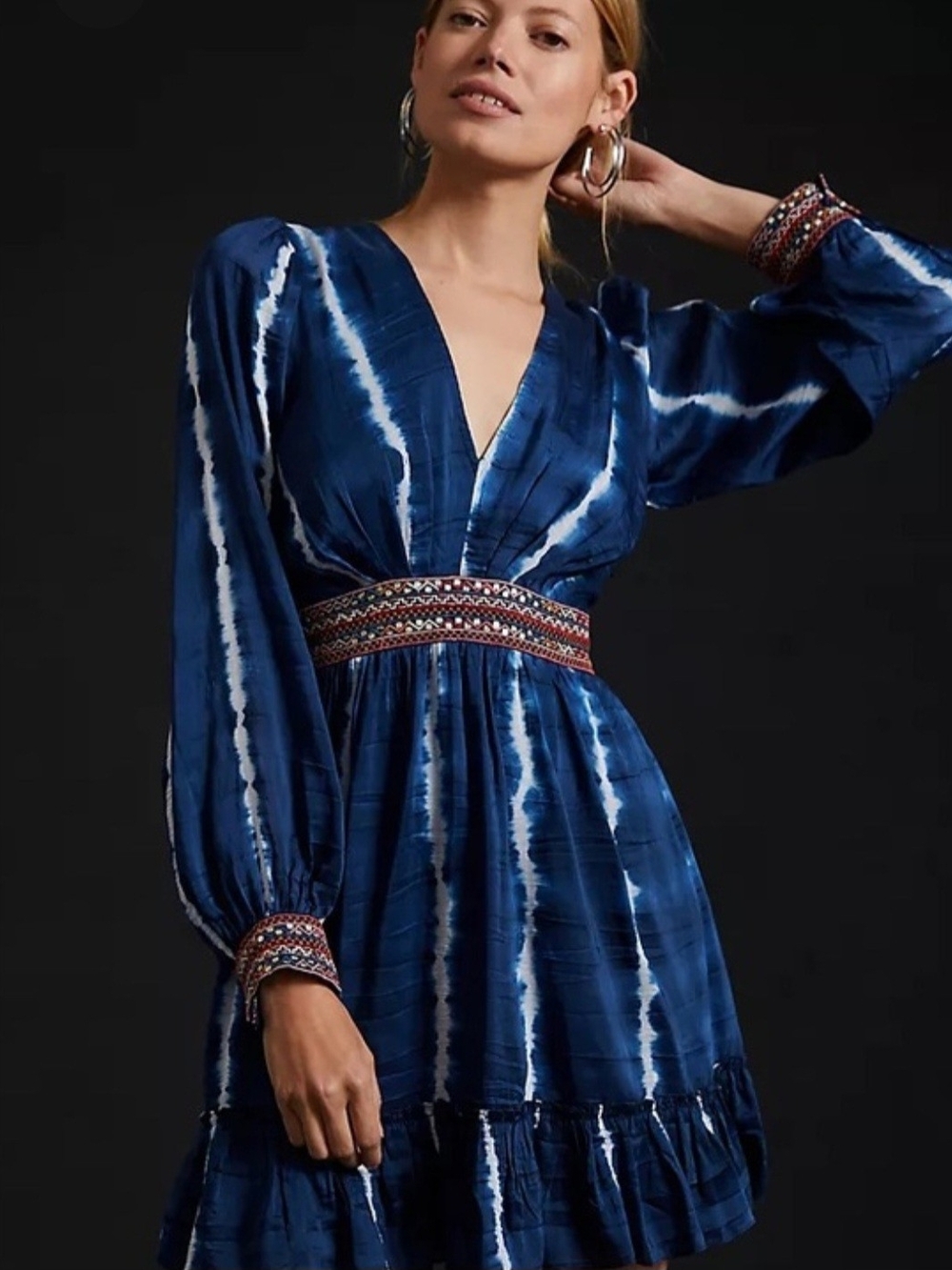 Verb by Anthropologie Pallovi Singhee Beaded Tie Dyed Mini Dress